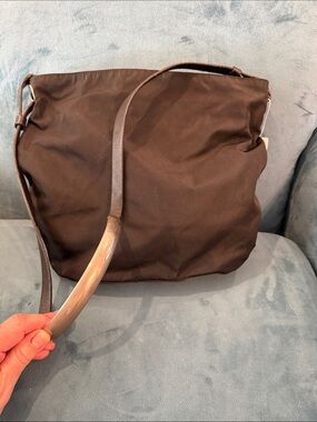 Prada Black Nylon Tote with Circular Metal Eyelet
